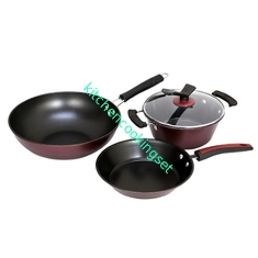 Food Grade Nonstick Cookware Set With Handle Mirror Finished Surface