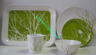 Sistemas del servicio de mesa de la Navidad de la melamina de la impresión de la etiqueta, loza de la melamina fijada para la cafetería