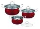 Potes rojos y cacerolas fijados, limpieza fácil de la cocina de los sistemas del Cookware del acero inoxidable