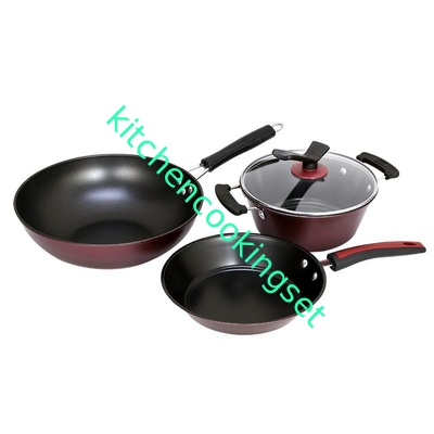 Sistema antiadherente del Cookware de la categoría alimenticia con la superficie acabada espejo de la manija